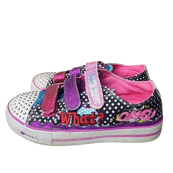 Skechers Twinkle Toes Low Top Sneakers Pink Purple Sparkles Size 2 - Picture 5 of 10